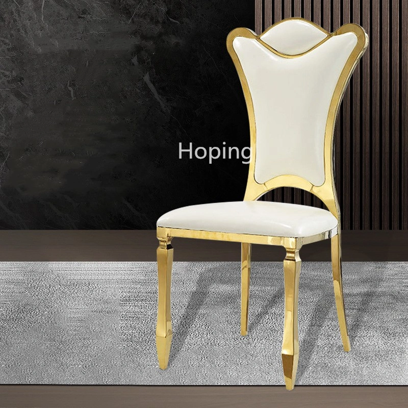 Luxury Modern Party Banquet Event Dining Room Gold Stainless Steel Wedding Chairs with White Seat