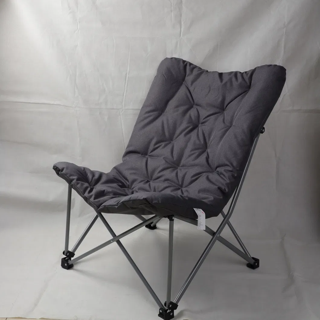 Metal Frame Lounge Furniture Soft Wide Seat Folding Saucer Padded Camping Chair