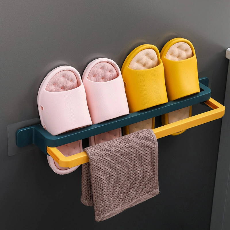 Wall Mounted Shoe Racks Storage Rack Double Layers Towel Holder Pot Lid Holder