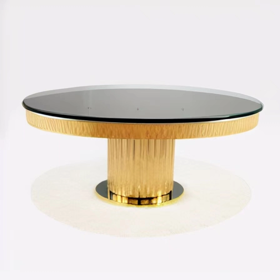 Dining Room Garden Black Marble Dining Table Artificial Stone Round Dining Table