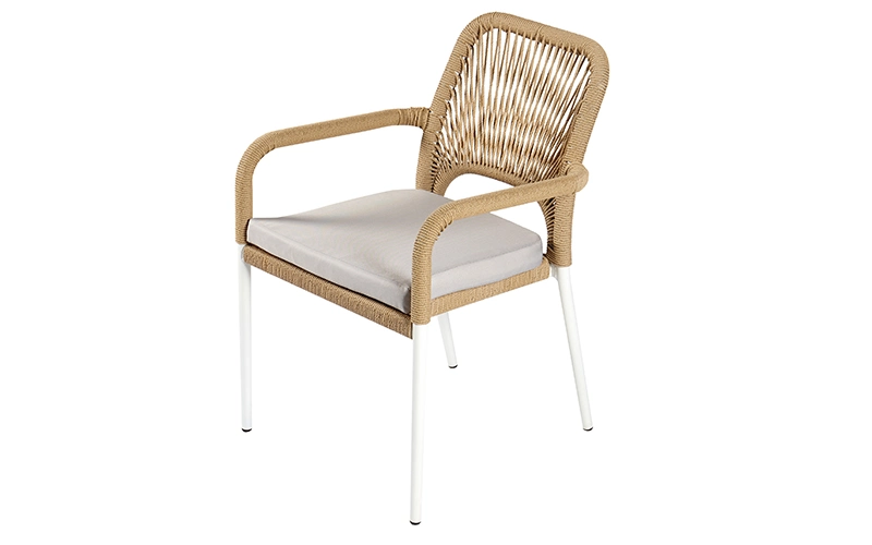 Nordic Design Stackable Outdoor Aluminum with Rope Woven Patio Furniture Hotel Garden Dining Chair