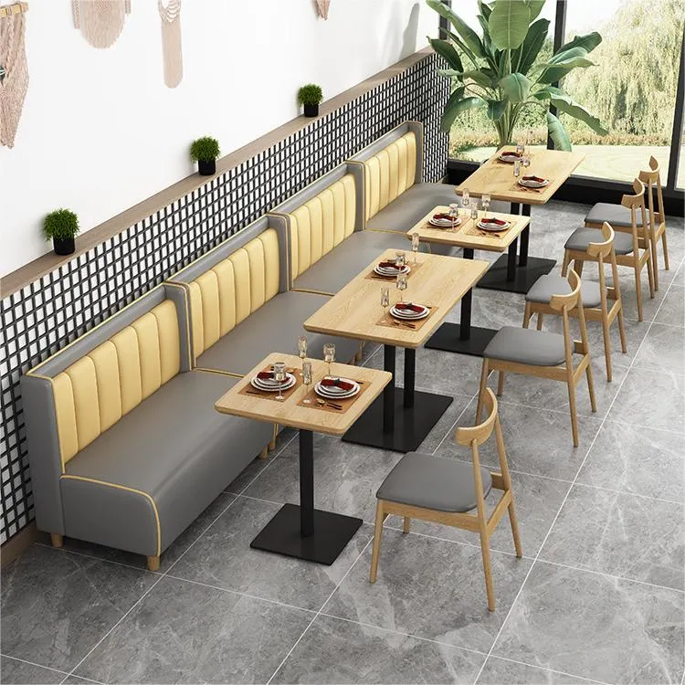 Customize Wooden Restaurant Booth Sofa with Chair Table Sets Solid Wood Dining Chair