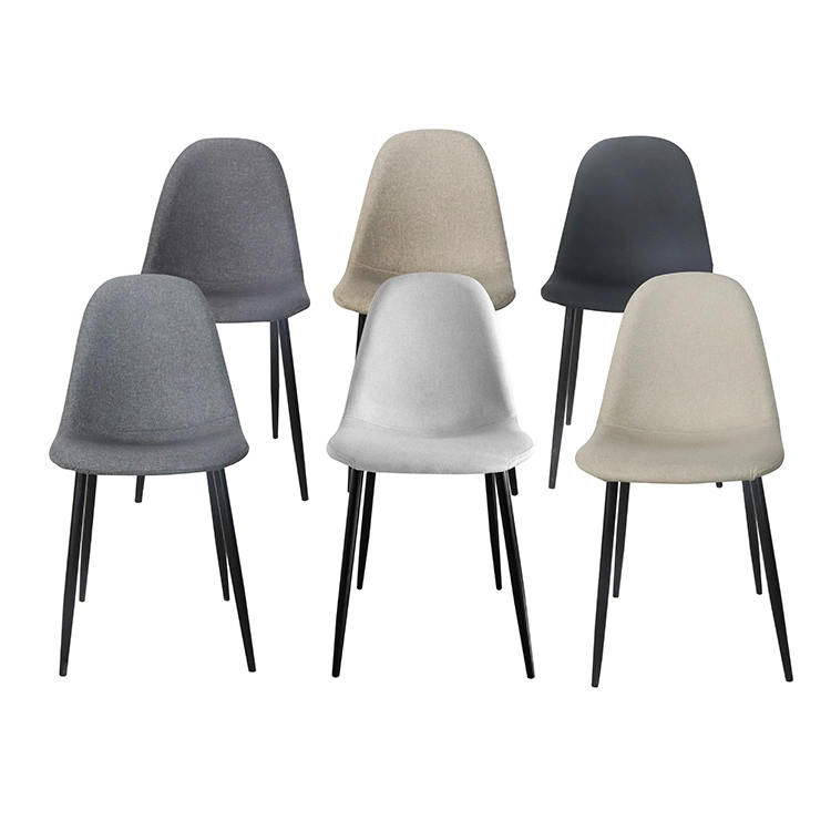 Wholesale Dining Room Furniture Heat Transfer Iron Legs Simple Design Gray Fabric Dining Chair