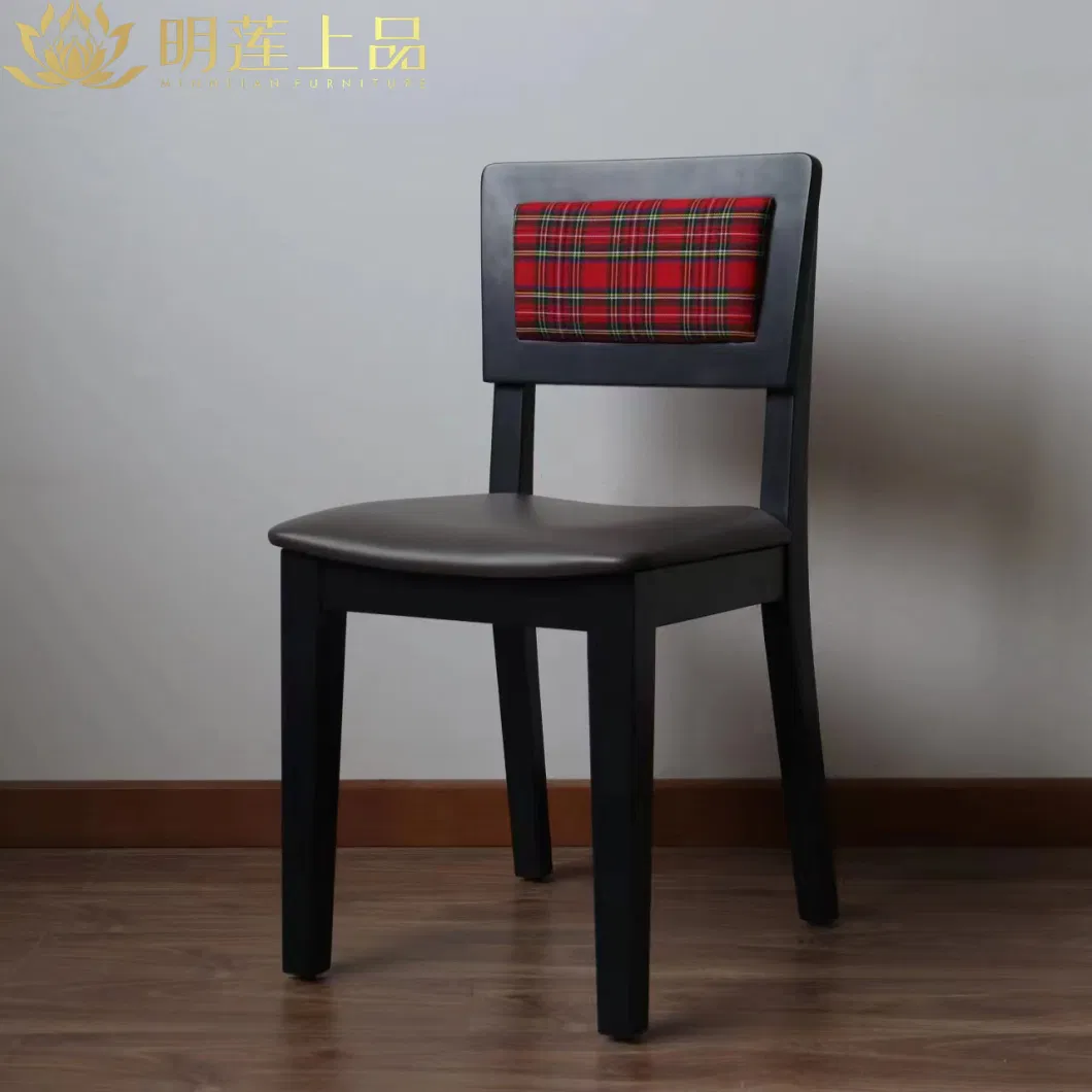 Modern Design Black Solid Wood Fabric Upholstered Restaurant Furniture Fast Food Furniture Dining Room Furniture Cafe Furniture Wooden Chair