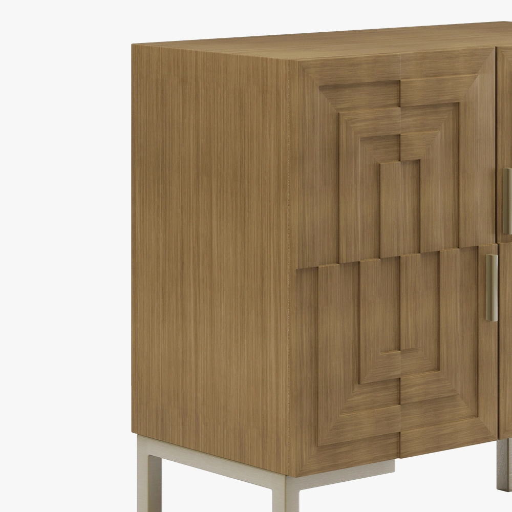 MID-Century Modern Cabinet with Wood Side Cabinet Double Doors Tall Design 31&prime;