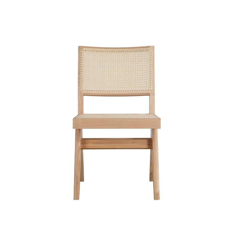 Wabi-Sabi Rattan Chair White Wax Wood Home Chandi Dining Chair