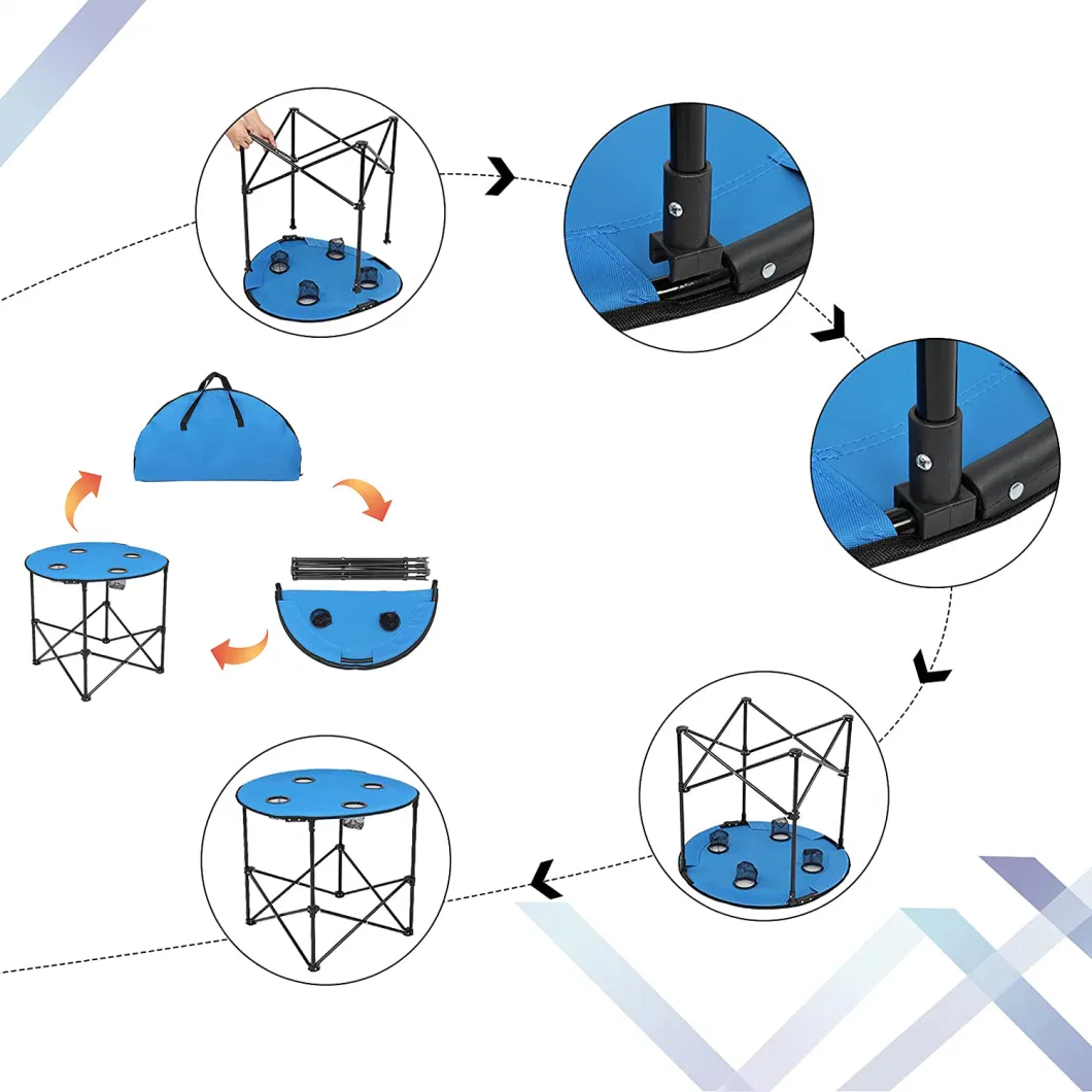 Folding Camping Table Portable Outdoor Side Lightweight Round Picnic Table