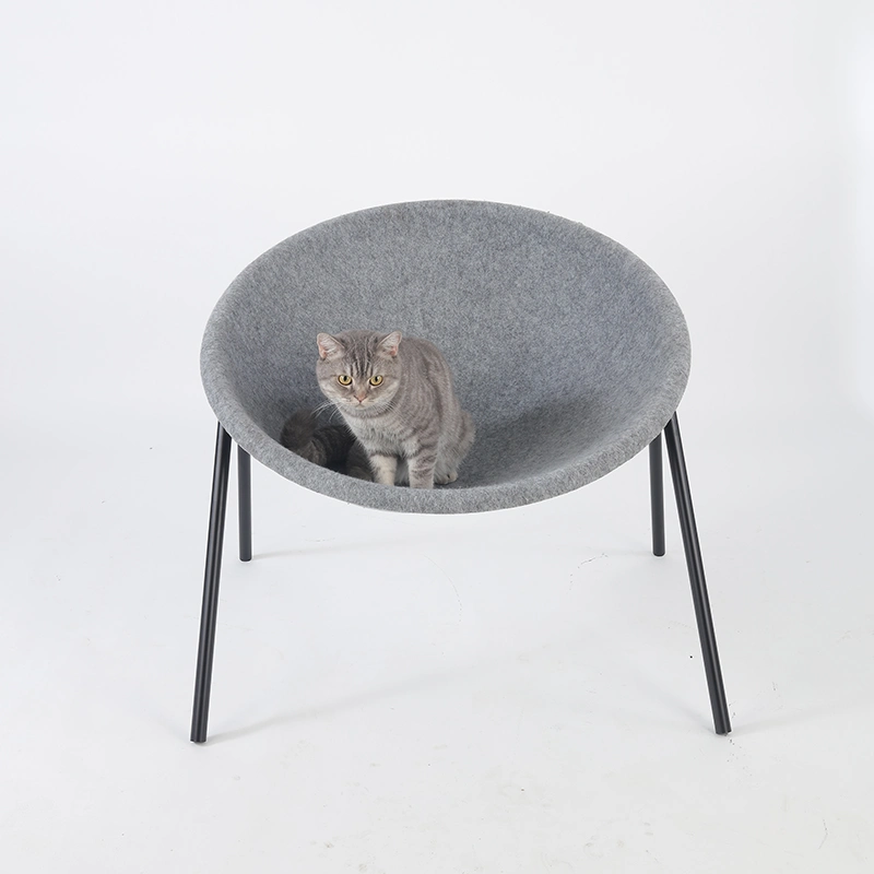 Modern High Quality Chair Pet Felt Home Chair Popular Round Sleep Chair with Metal Black Legs New Design Commercial Furniture