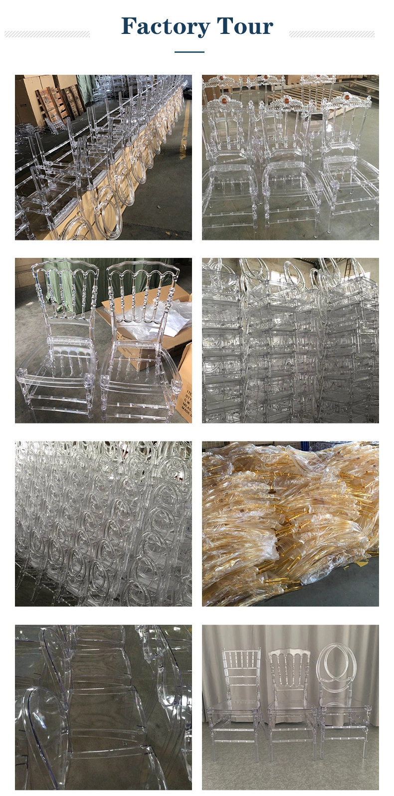 Wholesale Clear Acrylic Crystal Resin Event Tiffany Chiavari Chair Transparent Plastic Dining Chair for Weddings and Banquet