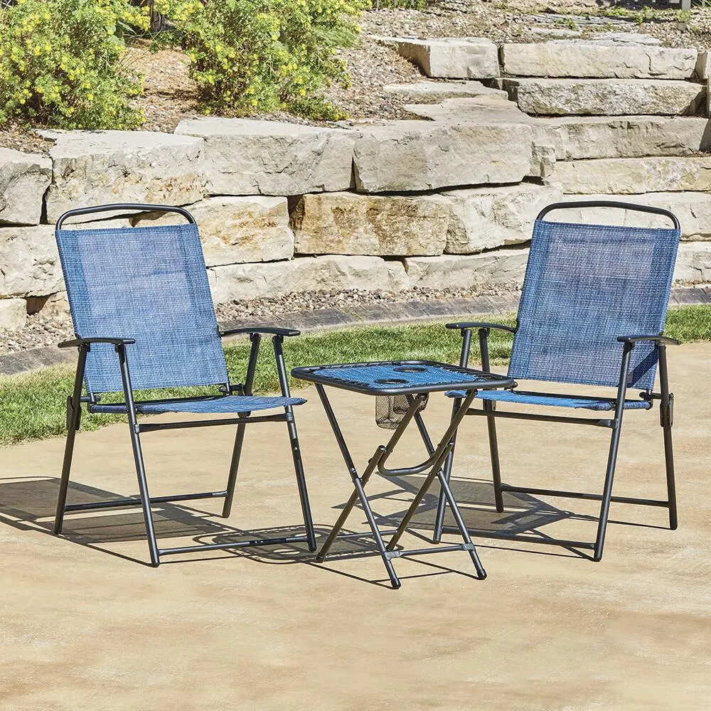 Patio Bistro Set Outdoor Garden Furniture Folding 3 Piece Seating Patio Set