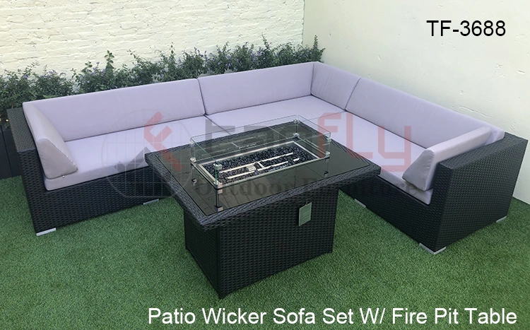 All Weather Wicker Patio Outdoor Garden Modular Sofa Rattan Base Assembly Fire Pit Table