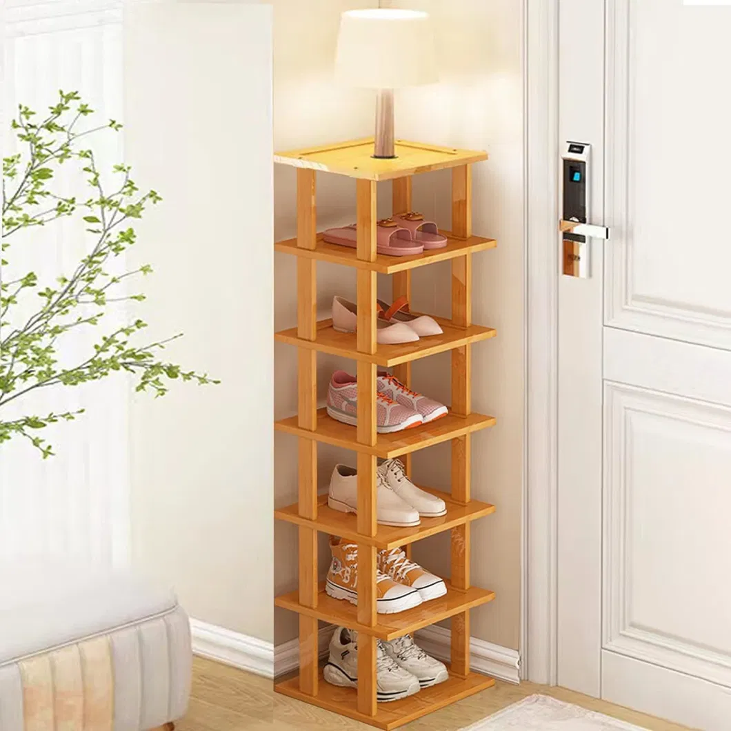 Bamboo Vertical Tall Narrow Closet Entryway Corner Garage and Bedroom Shoe Rack Space Saving Storage