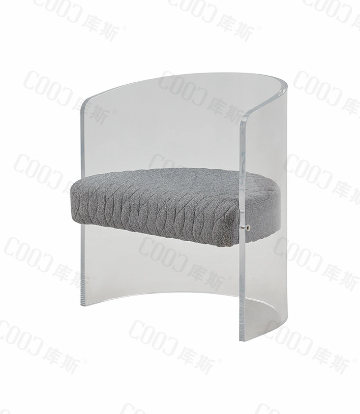 Modern Household Furniture Gray Accent Chair Crystal Dining Chair Cushion Clear Acrylic Chair