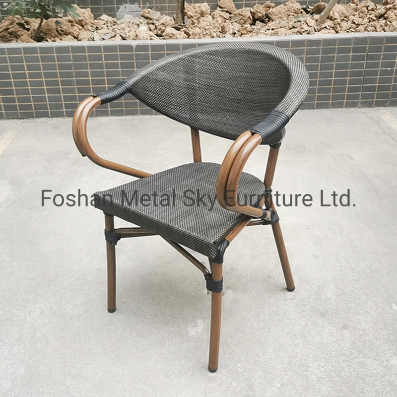 Outdoor Aluminum Wooden Garden Hotel Patio Armchair Teslin Rattan Chair