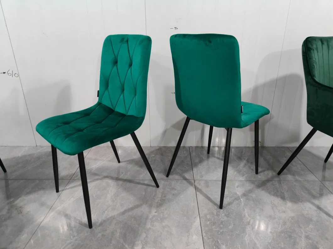 Nordic Modern Velvet Colorful Dining Room Chairs with Metal Legs for Dinning Room and Restaurant