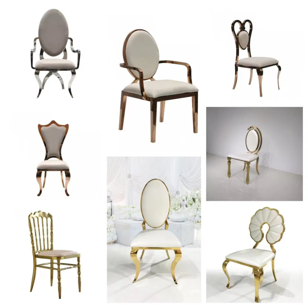 Phoenix Gold Stainless Steel Back Carved Exquisite Design European White Leather Chair