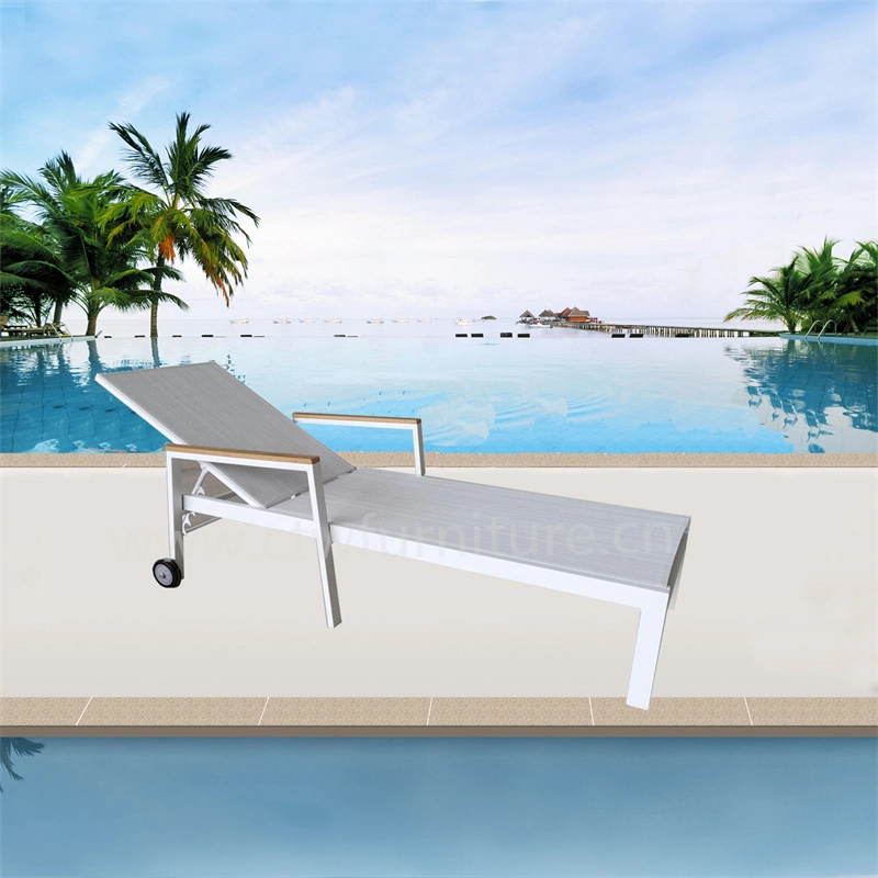 Mesh Fabric Textilener Bed Outdoor Garden Reclining Adjustable Backrest Chaise Sun Lounger