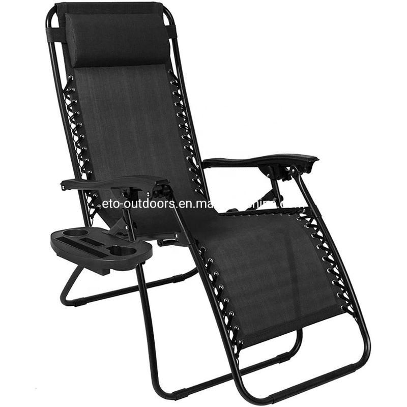 Foldable Zero Gravity Chair Outdoor Leisure Reclining Sun Lounger Chair with Cup Holder for Garden Patio Outdoor