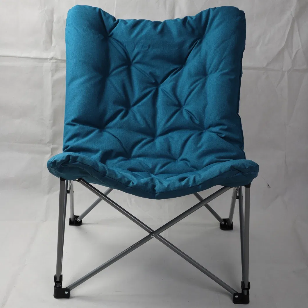 Metal Frame Lounge Furniture Soft Wide Seat Folding Saucer Padded Camping Chair