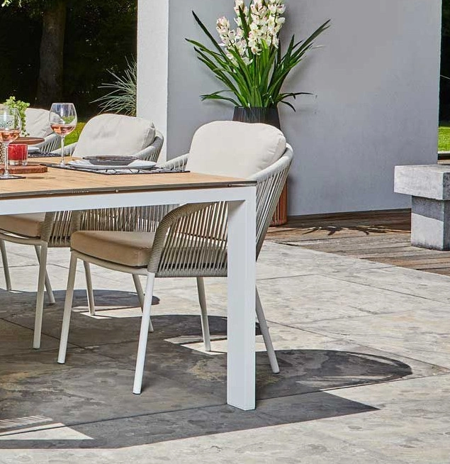 Timeless Outdoor White Mix Dining Table and Chair Furniture Set for Classic Style Lovers