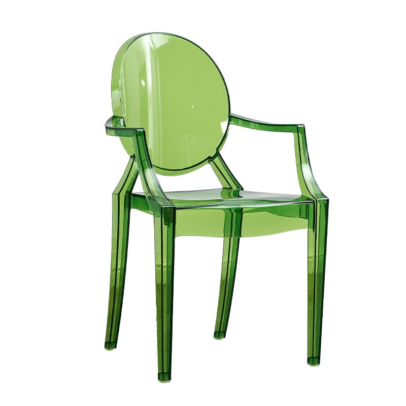 Classic Minimalist Transparent Armrest Devil Plastic Dining Chair