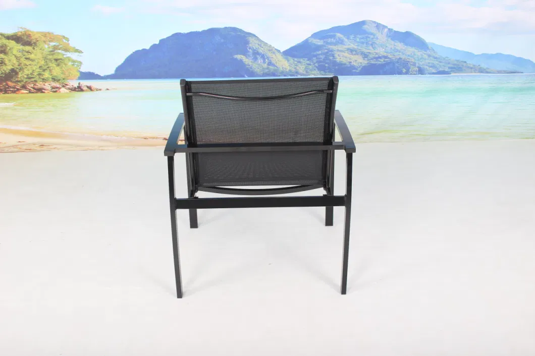 Cheap Patio Outdoor Leisure Black Aluminum Frame Textilene Garden Chair