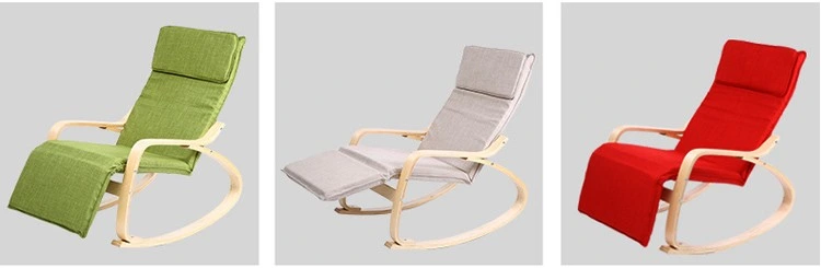 Adjustable Cushioned Recliner Relaxing Lounge Chair Bent Wood Rocking Chair for Indoor for Sale