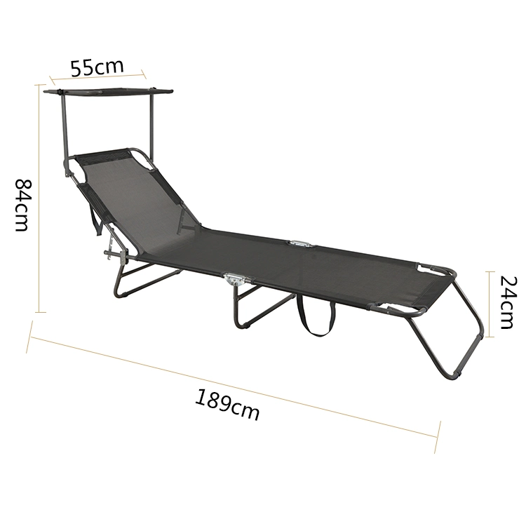 Beach Outdoor Lounge Chair with Canopy Leisure Cheap Beach Fold Bed