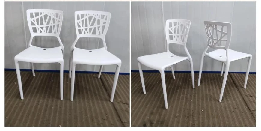 Hollow out Cheap Stackable Gray Plastic Dining Chair