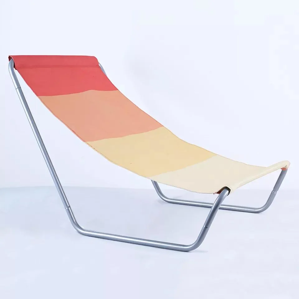 Metal Deckchair Low Seat Sun Lounger Camping Recliner Compact Beach Chair with Carry Bag