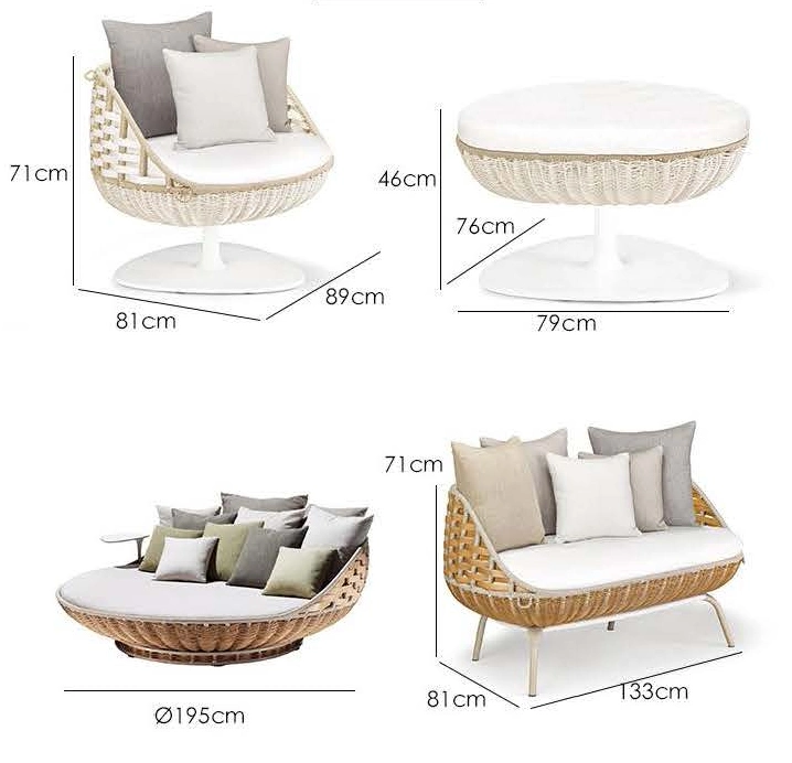 Round Rattan Swing Bed Garden Furniture Hanging Bed Patio Swing Chair