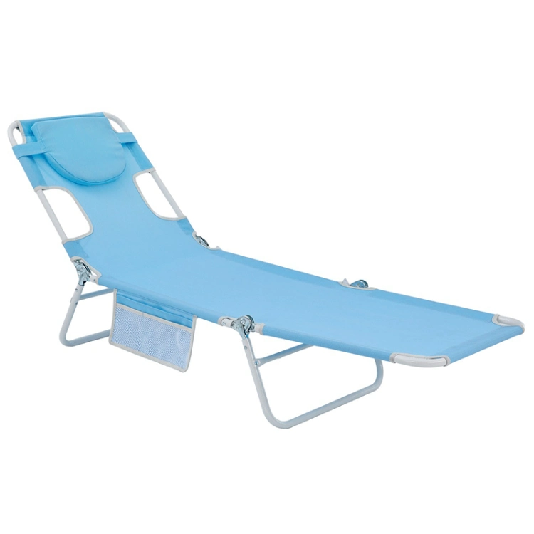 Outdoor 5-Positions Maxload 220lbs Outdoor Beach Reclining Folding Chaise Lounge