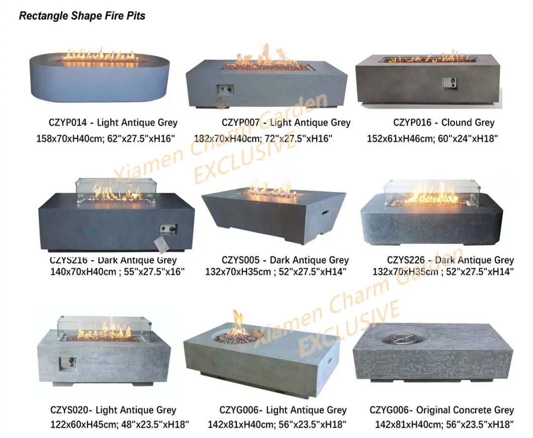 Outdoor Concrete Gas Fire Table, Fire Bowl or Fire Pit Table From Charm Garden