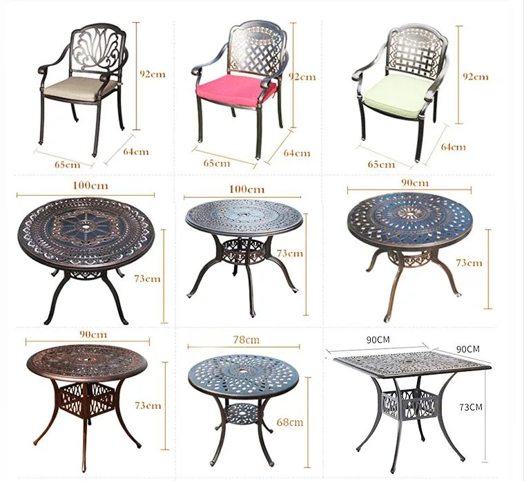 Antique Dining Sets Outdoor Aluminium Garden European Style Balcony Cast Aluminum Furniture Outdoor Patio Terrace Bistro Table and Chairs