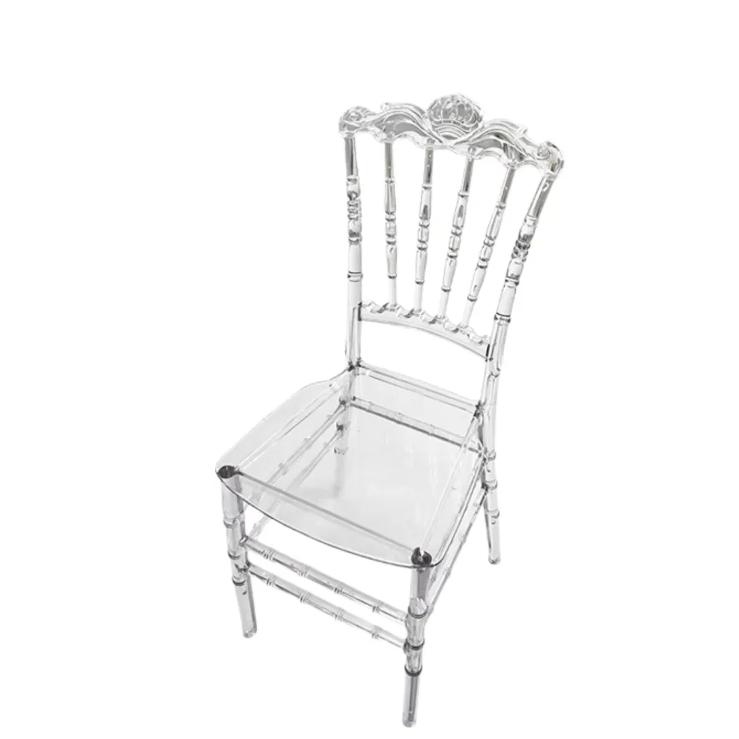 Best Selling Transparent Clear Crystal Resin Wedding Chiavari Napoleon Chair