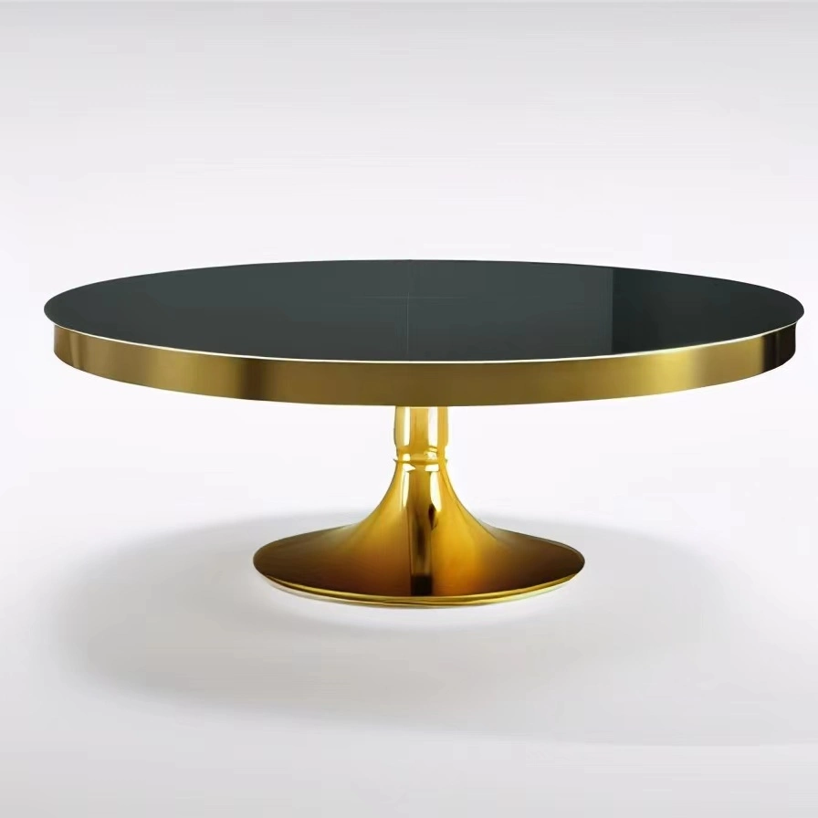 Dining Room Garden Black Marble Dining Table Artificial Stone Round Dining Table