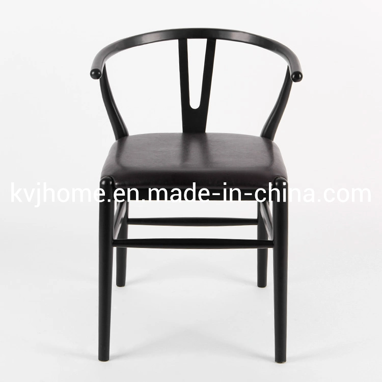 Kvj-6034 All Black PU Seat Hans Wegner Wishbone Chair