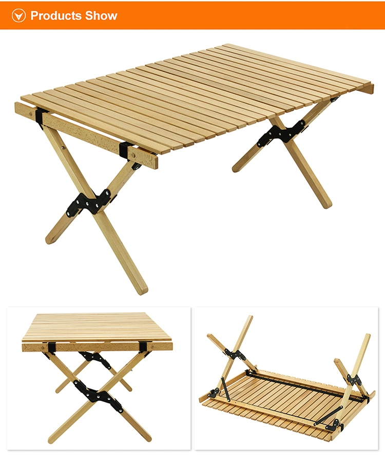 Outdoor Portable Wooden Table Folding Picnic Table Foldable Beach Table