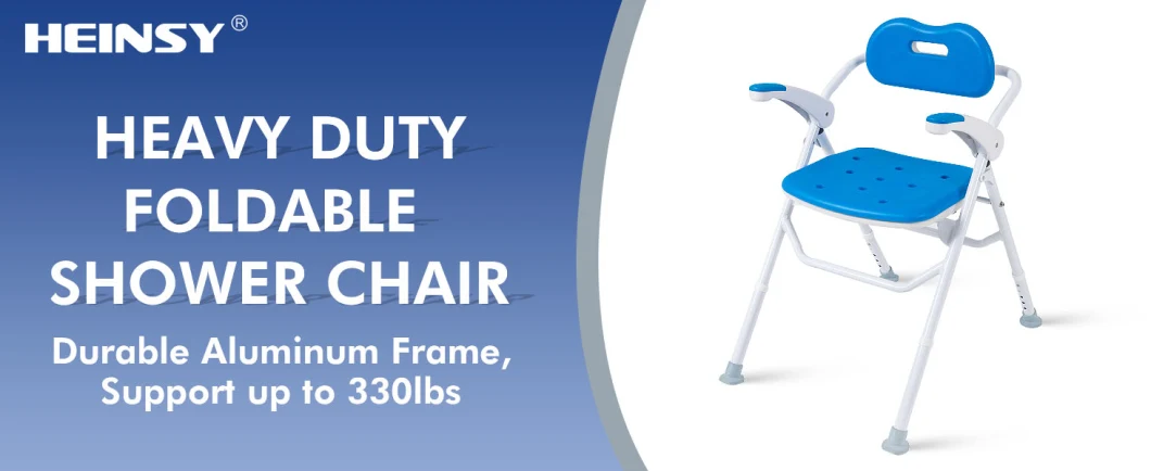 Heinsy Foldable Shower Bath Seat Chair with Heavy Duty Arms and Back for Senior Disabled Elderly.