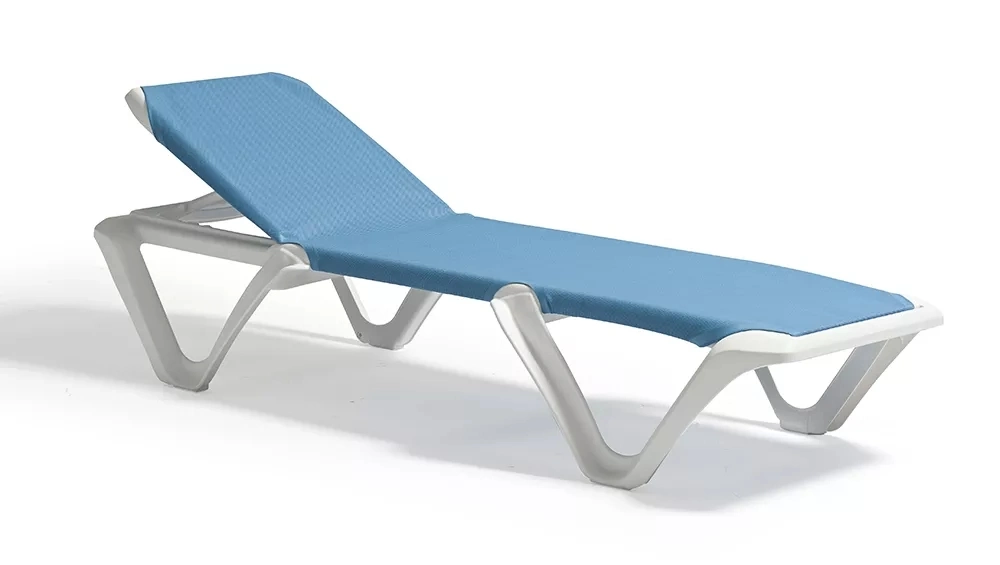 Navy Blue Sun Beach American Sling Ledge Lounger in-Pool 2 Arm Sexy Curved Brown Chaise Lounge