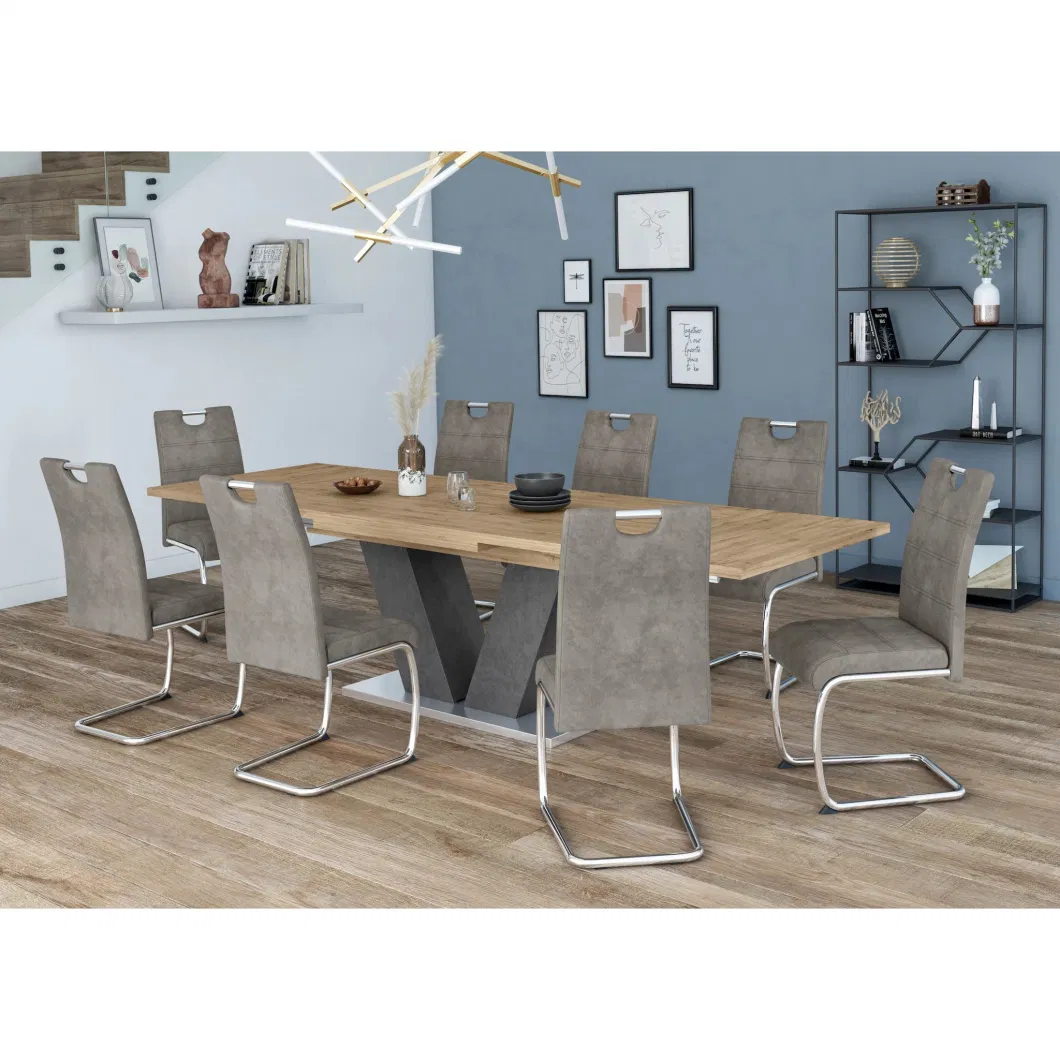 Dining Light Gray Modern Design Velvet Fabric European Italian Z Shape Design Dining Chair