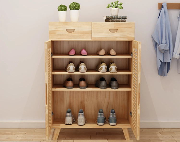 Nordic Simple Pine Multi-Layer Storage Shoe Cabinet 0416