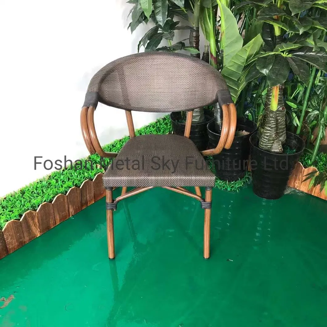 Outdoor Aluminum Wooden Garden Hotel Patio Armchair Teslin Rattan Chair