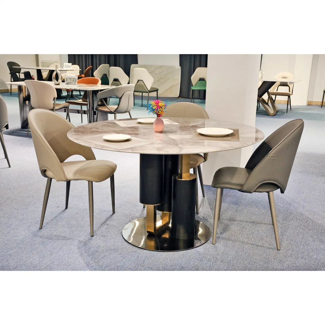 Rock/Marble Round Household Dining Table and Chair Set