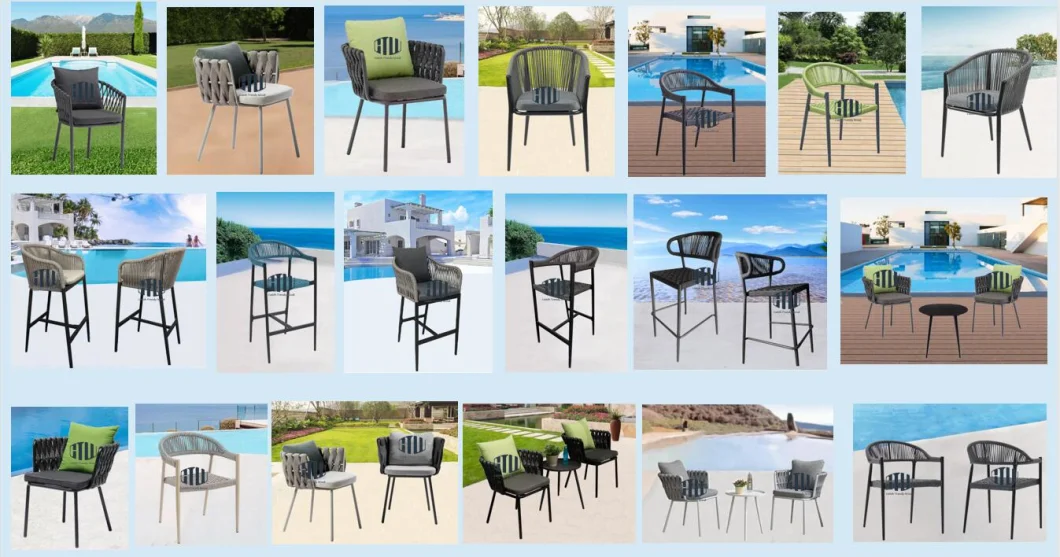 Patio Restaurant Black Woven Rope Side Chairs Outdoor Furniture Cafe Rope Chairs