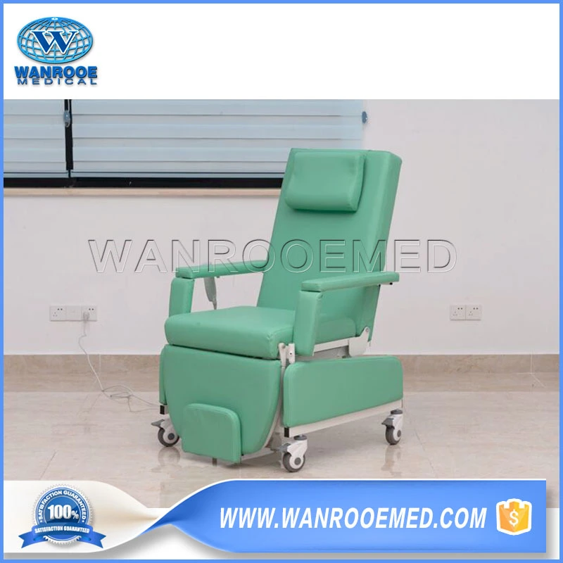 Double-Layer Armrest Three-Function Electric Adjustable Reclining Patient Blood Collection Donor Dialysis Hemodialysis Chair with CPR