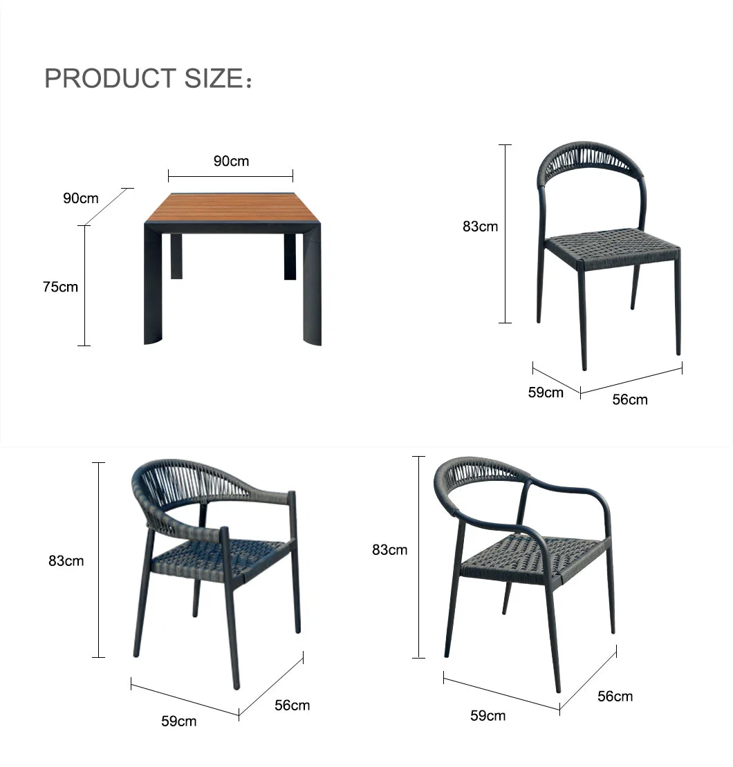 4 Seater Garden Furniture Aluminuml Wooden Combination European Dining Furniture Outdoor Table