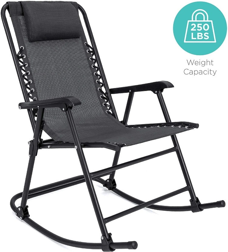 Rocking Chair Recliner Headrest Patio Pool Yard Outdoor Portable Zero Gravity Chair for Camping Fishing Beach Folding