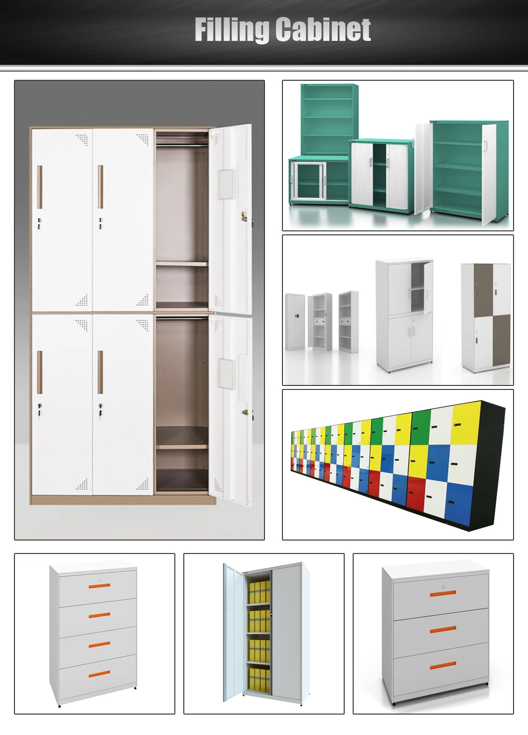 Slim Swing Door Metal Cabinet for Office