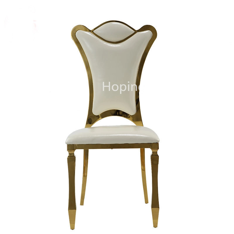 Luxury Modern Party Banquet Event Dining Room Gold Stainless Steel Wedding Chairs with White Seat